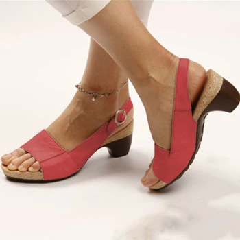 

new Women Low Chunky Heel Sandals Open Toe Beach Shoes for Summer FK88