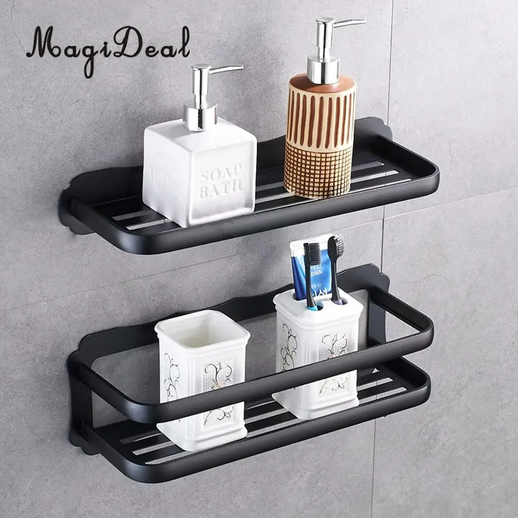 Home Decorative Multipurpose Wall Mounted Storage Rack Kitchen Double Shelf - Aluminium Alloy Cabinet and Counter Organizer