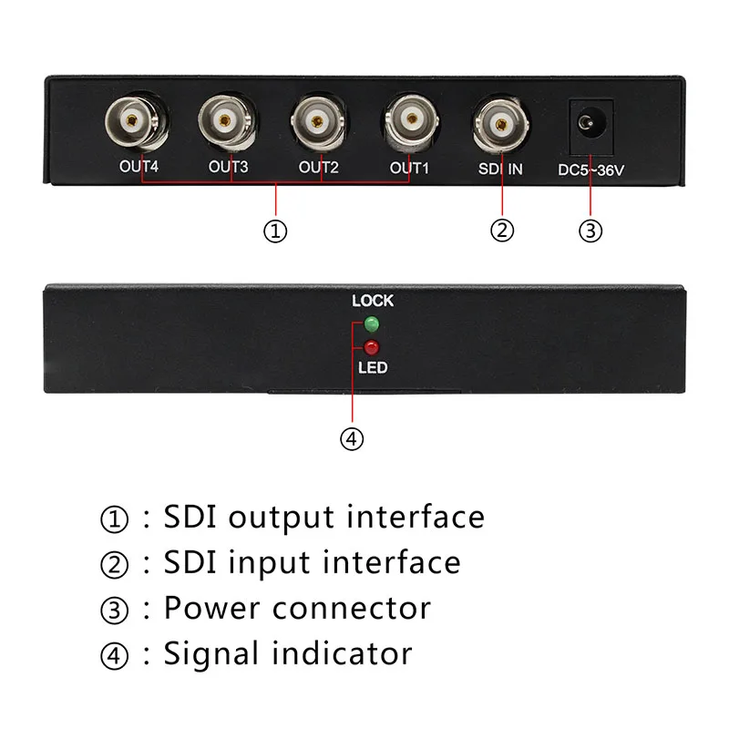 Mini Converter SDI 1*4 SwitcherSDI 1 Input Port 4 Output Ports Supports SD HD 3G-SDI HD Distribution Free Shipping
