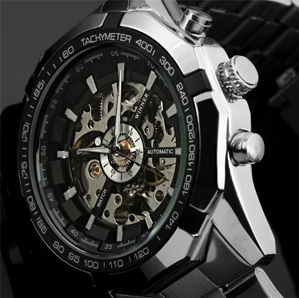 2017 New Winner Luxury Sport Clock Men Automatic Watch Skeleton Military Watch Mechanical Relogio Male Montre