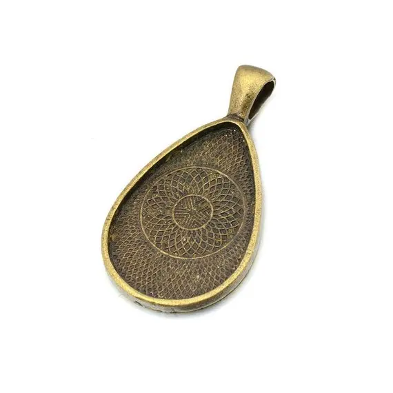 

10 Teardrop Tears Pendant Trays -Silver Color - 20X30mm - Pendant Blanks Cameo Bezel Settings Photo jewellery