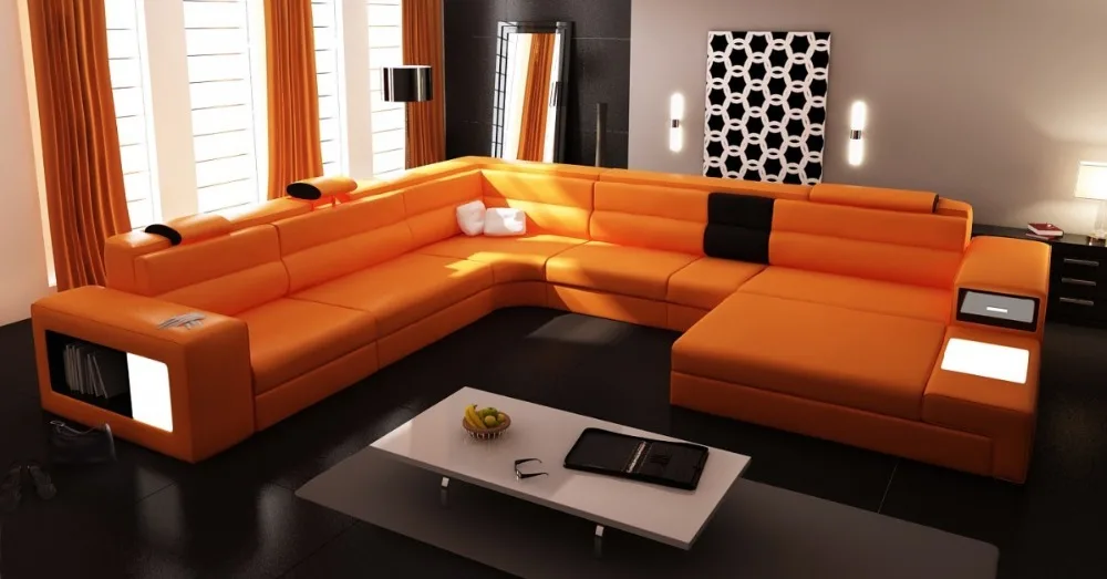 Современный диван для гостиной со светодиодной подсветкой 0413 B2006|modern living room sofa|room