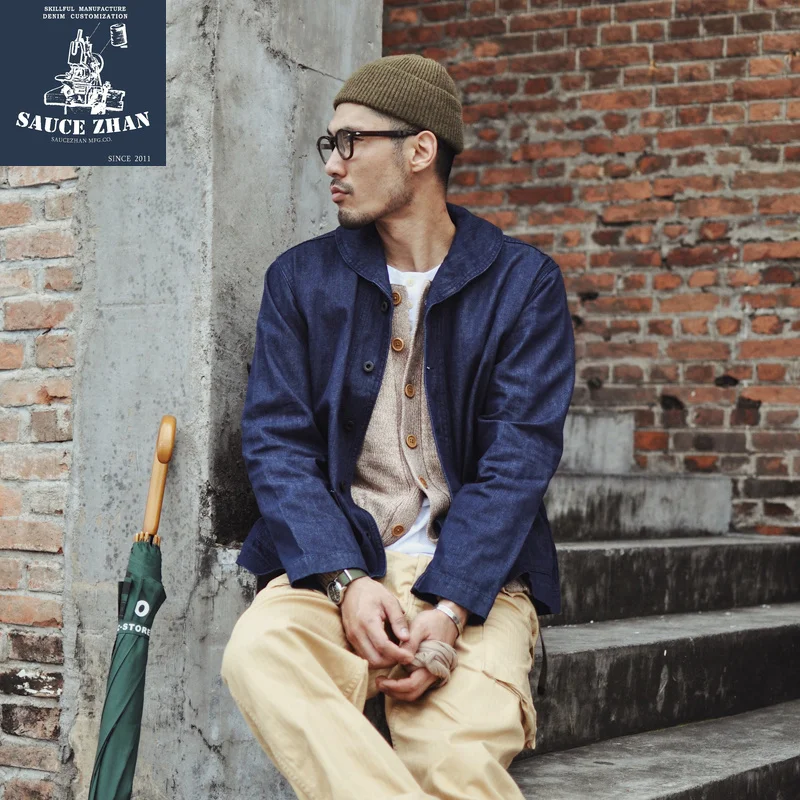 

SauceZhan US Navy Deck Jacket Man Jeans Jacket Water Wash Denim Jacket Men Jean Jacket Men Vintage Blue Cotton Free Shipping
