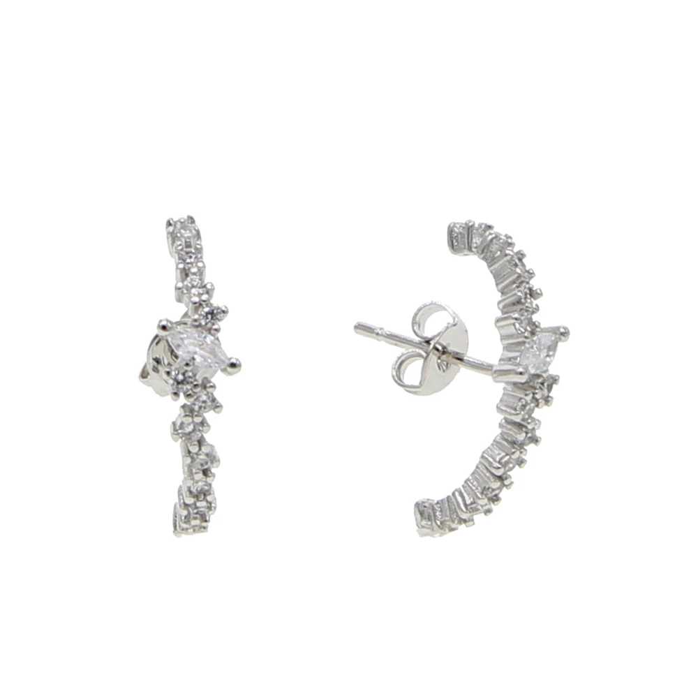 

simple geometric jewelry cz cluster long bar stud earring paved sparking bling cubic zirconia ear stud