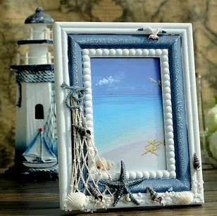 

Free shipping! 6" Mediterranean Sea Style Wooden Photo Frame Creative Photo Frame Wooden Decoration Gift Home Decoration P1014