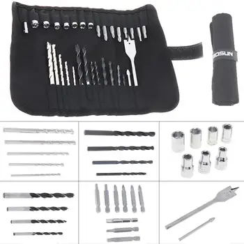 

31pcs/lot Multifunction Drill Bit Combination Kit with Canvas Bag and Impact Drill for Various Hole Processing cutting