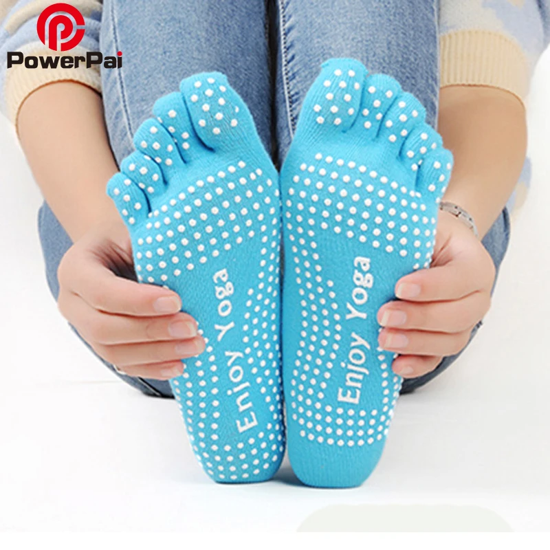

New Brand Enjoy Yoga Skidproof 5 Toe Socks Cotton winter women Calcetines 7 colors Gym Sport Exercise
