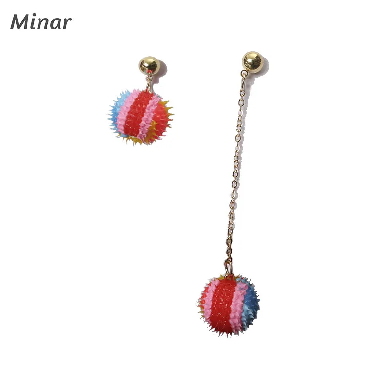 

Cute Earrings Colorful Basketball Volleyball Pendant Drop Earrings For Girls Women Soft Enamel Spiky Ball Asymmetric Earring