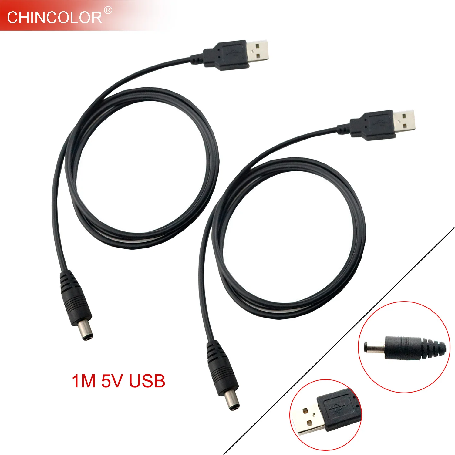 USB к DC Barrel jack 5 в 5,5x2,1 мм внутренний 1 м кабель питания конвертер-соединитель для небольших электронных устройств Быстрая JQ