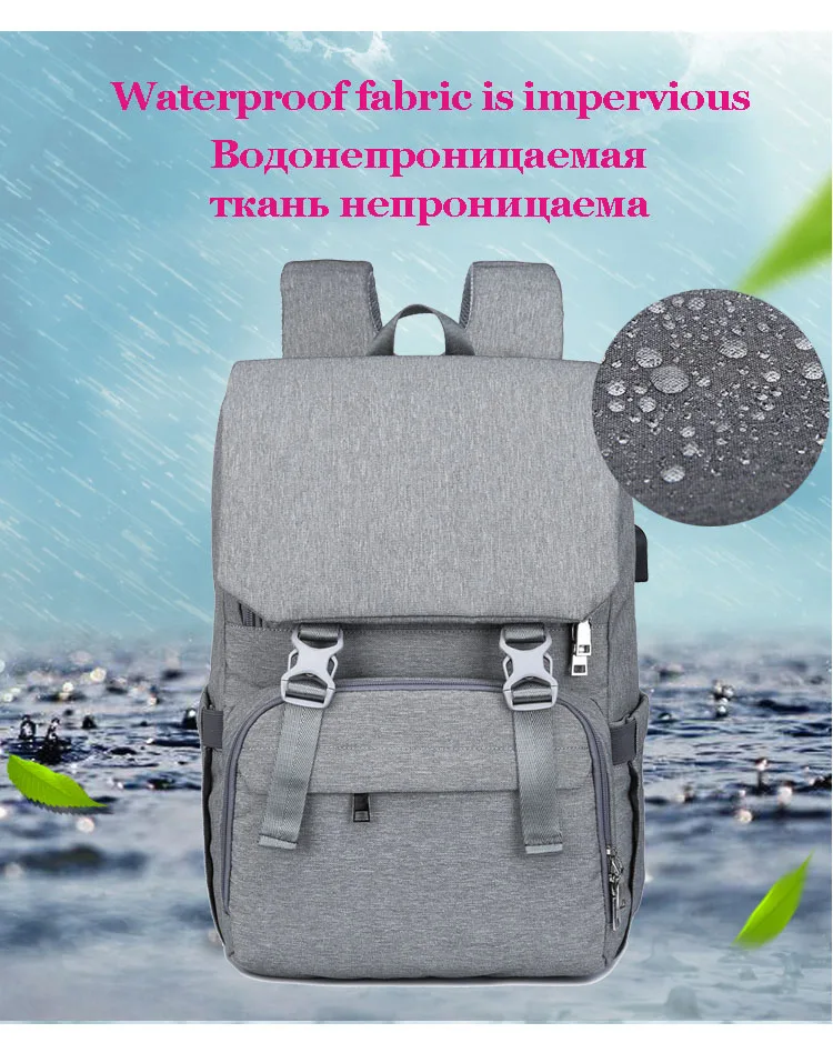 Мода USB Мумия Материнство сумка многофункциональная пеленка сумка рюкзак подгузник Детская сумка с коляской ремни для ухода за ребенком Mochila