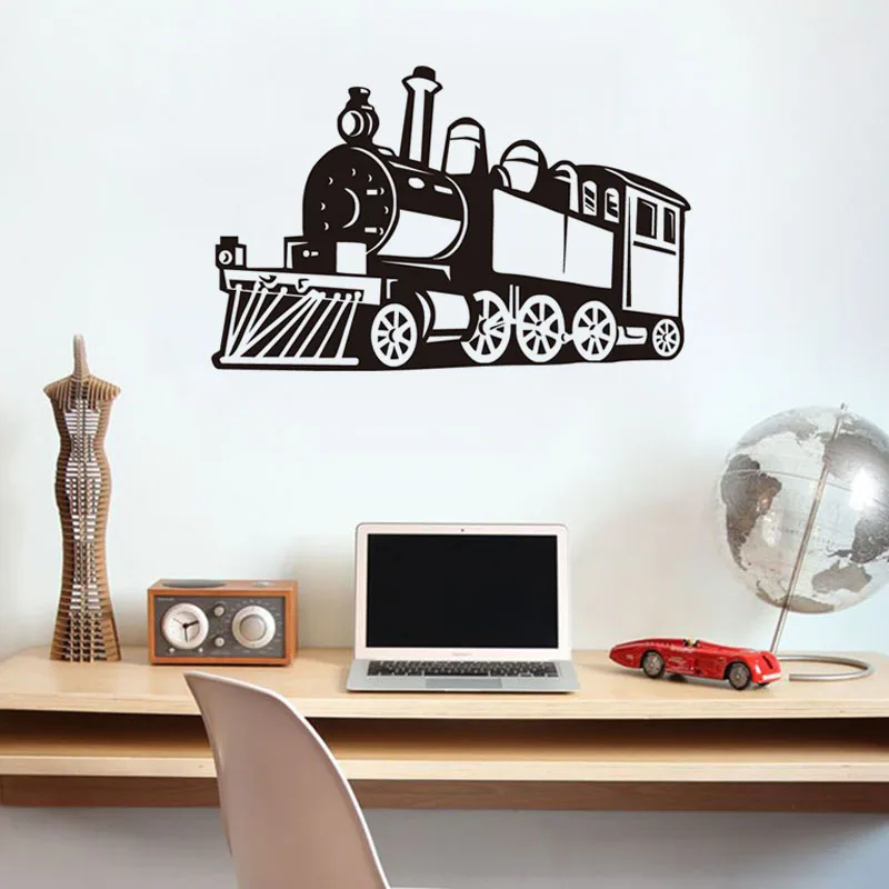 

DCTOP Small Steam Train Wall Decals Kids Fashion Train Wallpaper Adhesive Removable Art Stickers