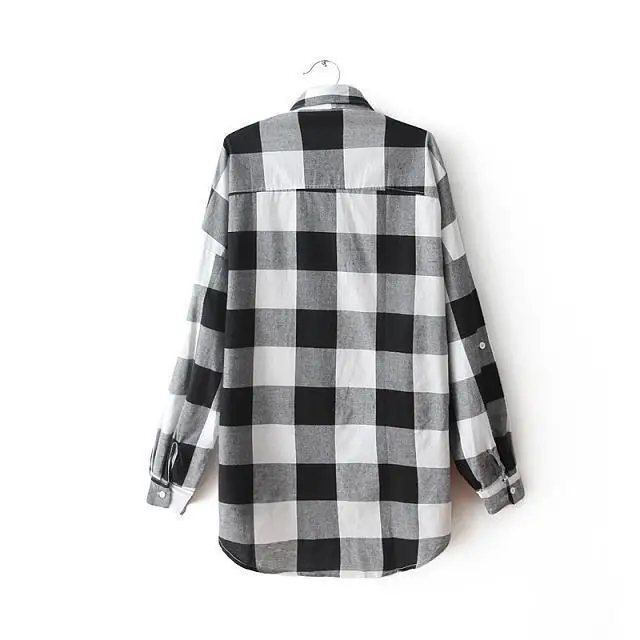 camisa cuadros blanco y negro mujer