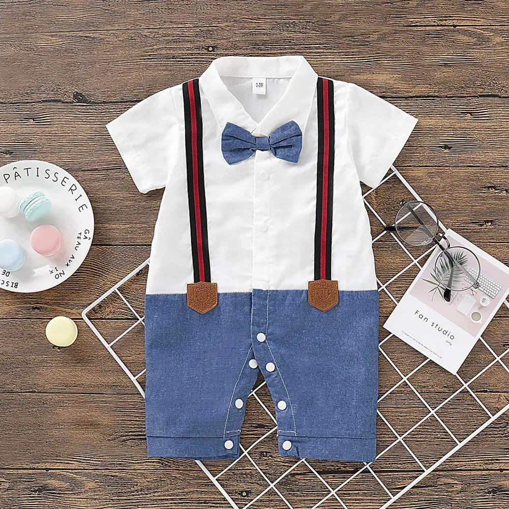 

Pudcoco Newest Fashion Newborn Baby Boy Clothes Gentleman Bowknot Cotton Romper One-Piece Outfit Sunsuit
