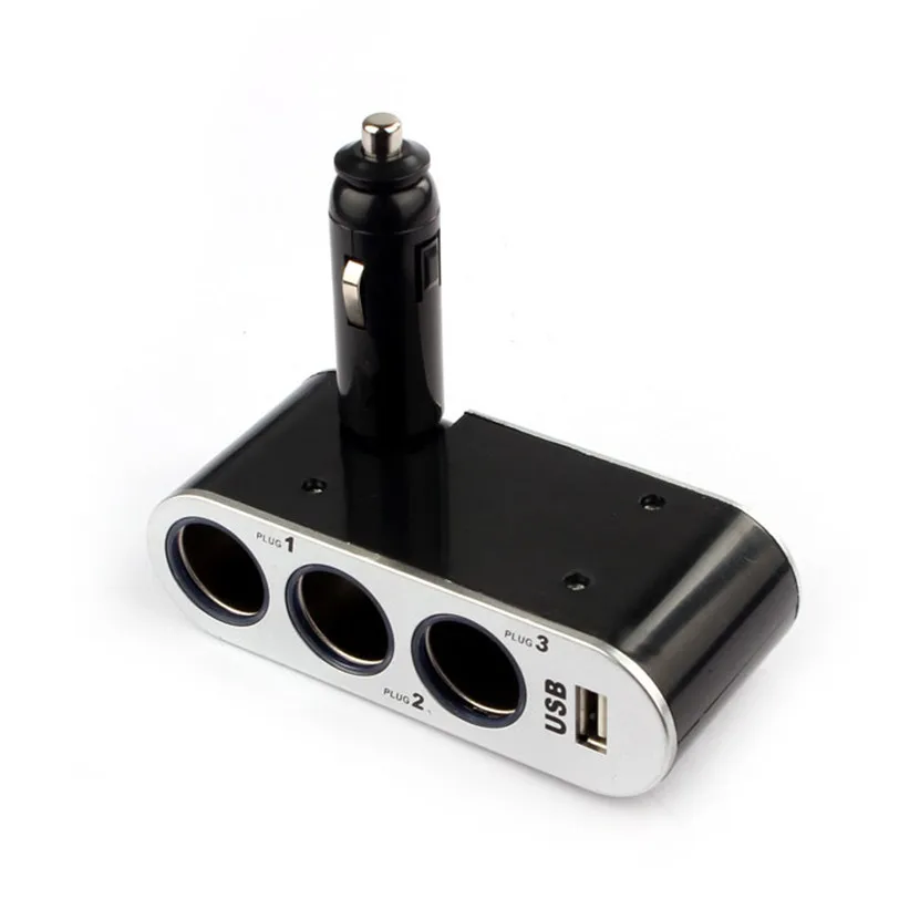 

2017 new 12V/24V 1 To 3 USB Power Supply In-Car Charger Adapter&Triple Cigarette Lighter Socket car-styling