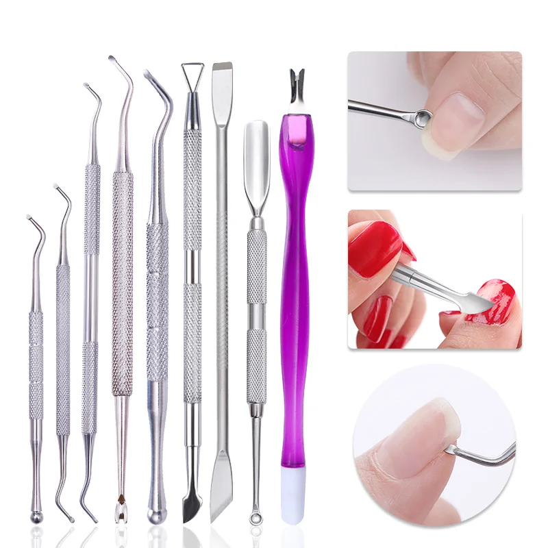 Voucher Offer for  Nail Cuticle Pusher Fork Rod UV Gel Remover Nail Groove Corrector Dual-ended Stainless Steel Nail A