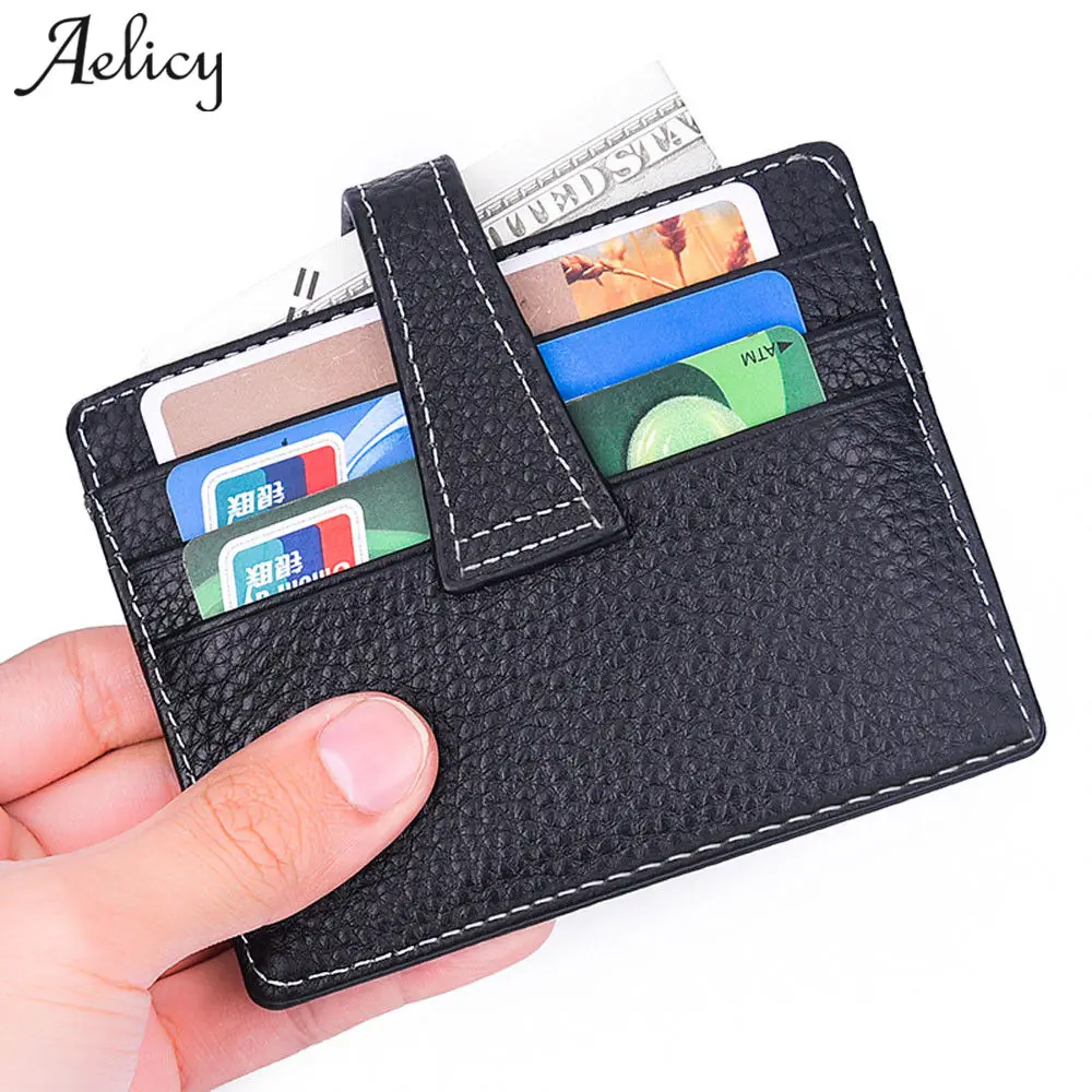 Aelicy супер тонкий мягкий Пу кожаный держатель для карт кредитных Футляр