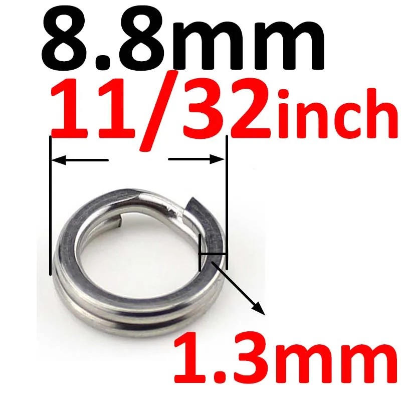 100 шт. или 50 шт. разъемное кольцо из нержавеющей стали диаметром от 4 мм до 12 мм для тяжелой рыбалки с двойным кольцом, аксессуары для рыбалки
