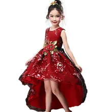 Цветок со шлейфом выпускного вечера платья для подростков девочек Детская праздничная одежда дети принцесса вечернее платье для подружки невесты свадьбы