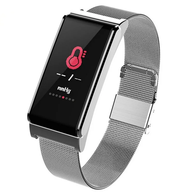 Smart Браслет крови Давление монитор сердечного ритма шагомер Фитнес трекер Bluetooth спортивные часы браслет IP67 Водонепроницаемый - Цвет: Серебристый