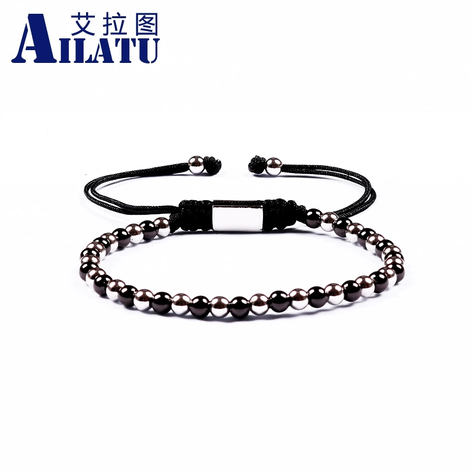 

Ailatu New Arrival Hand-knitted Mix Color 4mm Copper Beads with Fashionable Macrame Bracelet