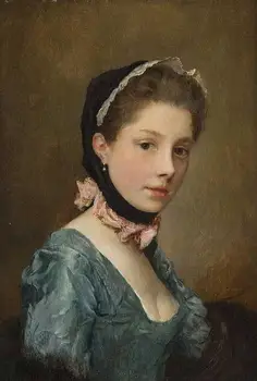 

High quality Hand Painted 24x36in Oil Painting on Canvas : A beautiful woman #free shipping