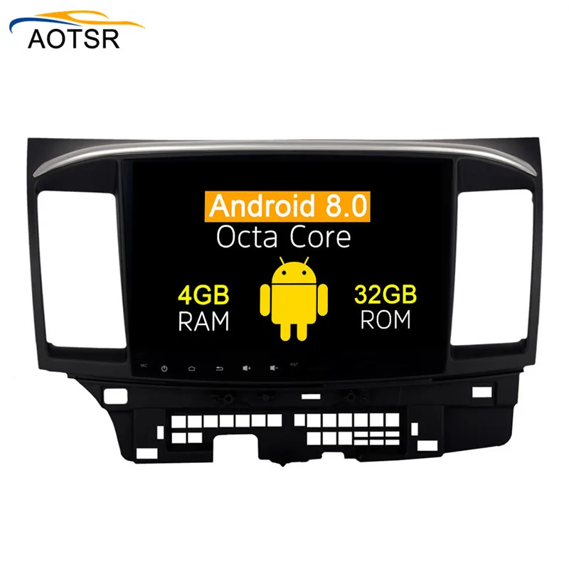 Excellent Android 8.0 car dvd Radio player For Mitsubishi Lancer 2007-2017 gps navigation car multimedia stereo head unit with 8 core 4+32 4