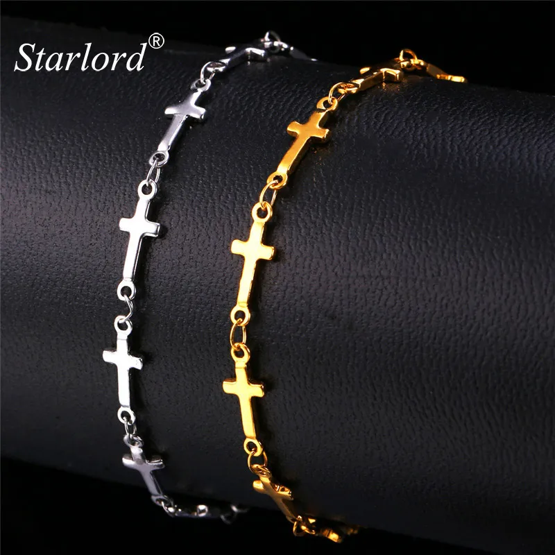 Starlord Jesus Cross Bracelet Trendy Stainless Steel Chain Bracelet 316