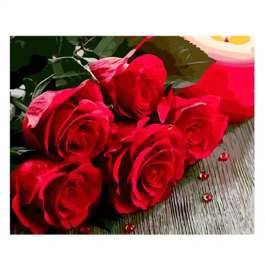 

Diy Oil Painting Wall Artwork For Home Decor,Diy Paintings By Numbers,Rose,Flower Painting Coloring By Numbers
