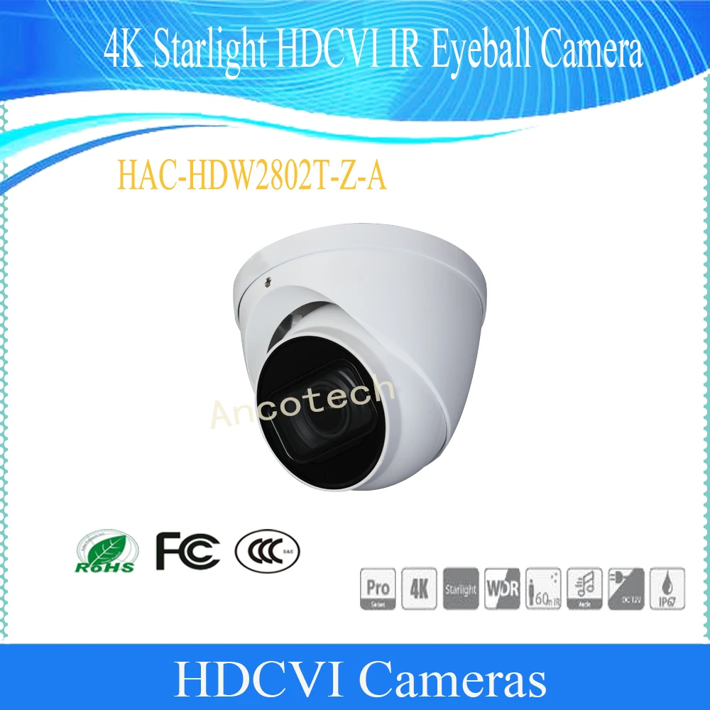 

Dahua Free Shipping Security Camera CCTV 4K Starlight WDR HDCVI IR Eyeball Camera IP67 DH-HAC-HDW2802T-Z-A
