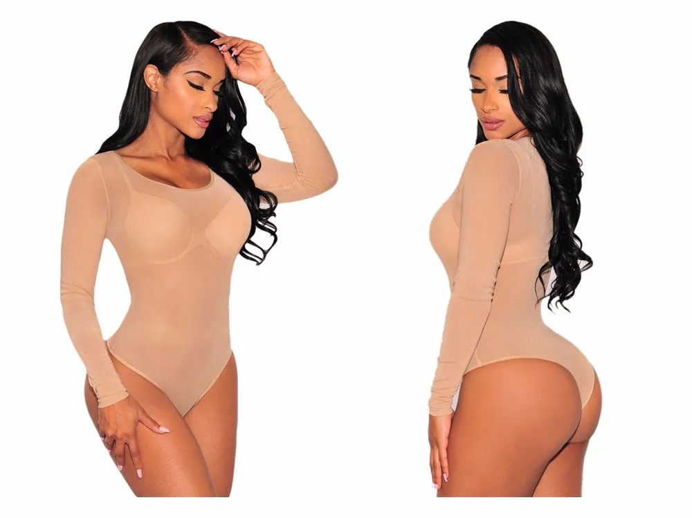 LIVA GIRL 2020 Nude Mesh Bodysuit Rompers Bodycon Jumpsuit Turtleneck Skinny Bodysuits Transparent New Women Sexy Body Clothing