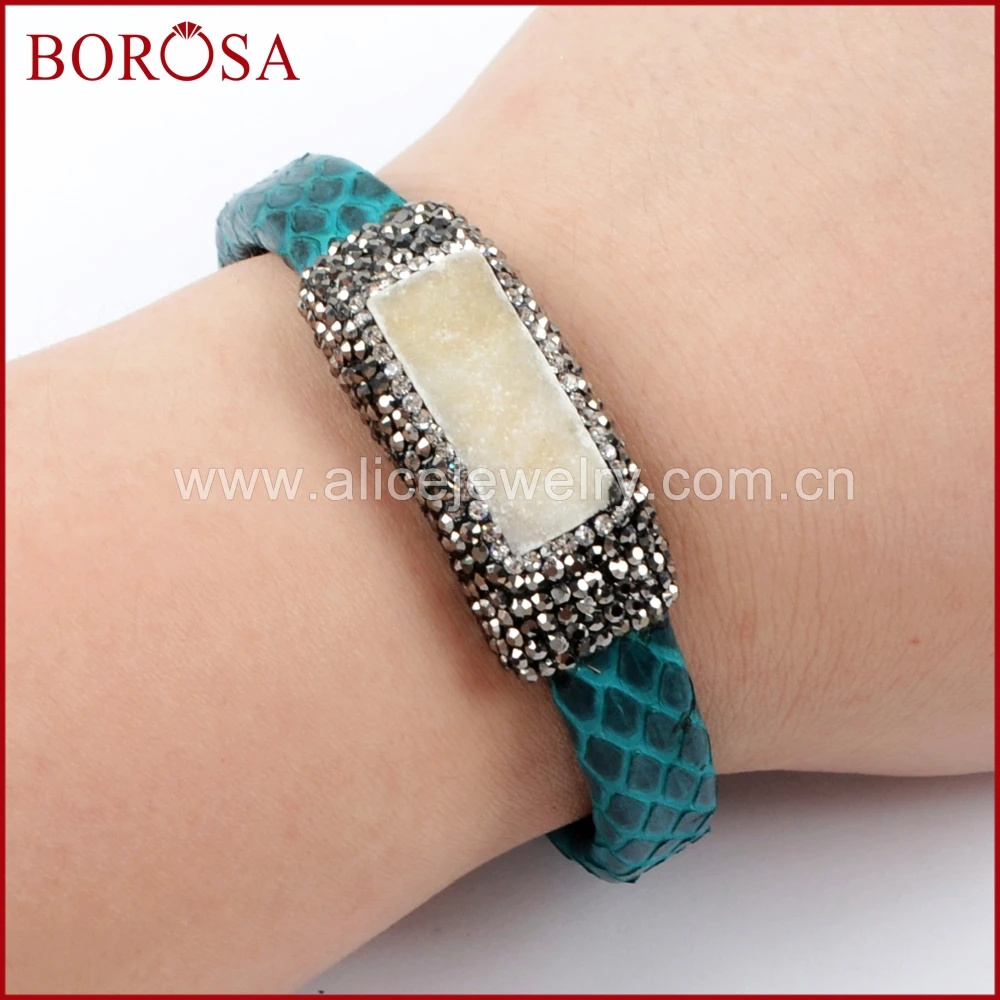 BOROSA 5 шт. смесь цветов змеиной Druzy браслет Модные украшения Drusy pave цирконами