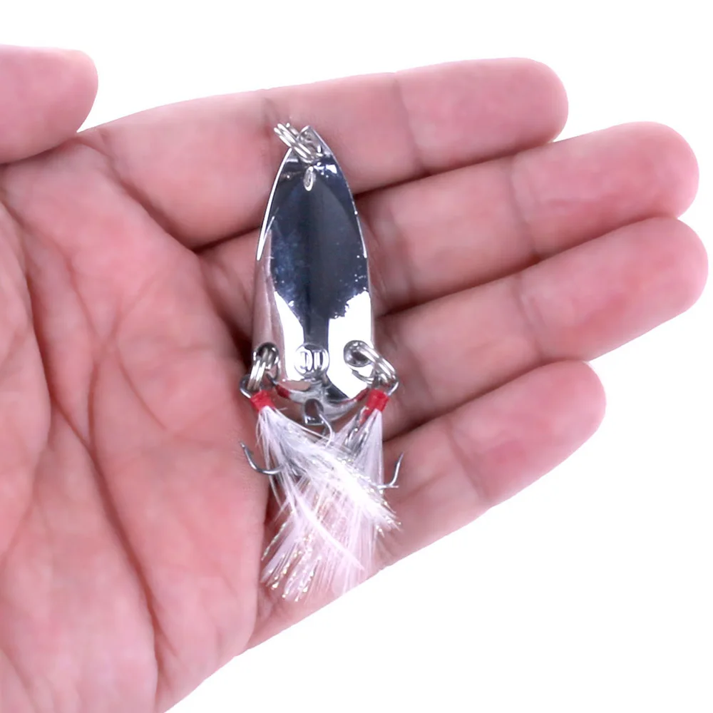 1 шт. ложка приманка серебро Цвет Спиннинг 45mm10g с перьевая для рыбалки бас форель