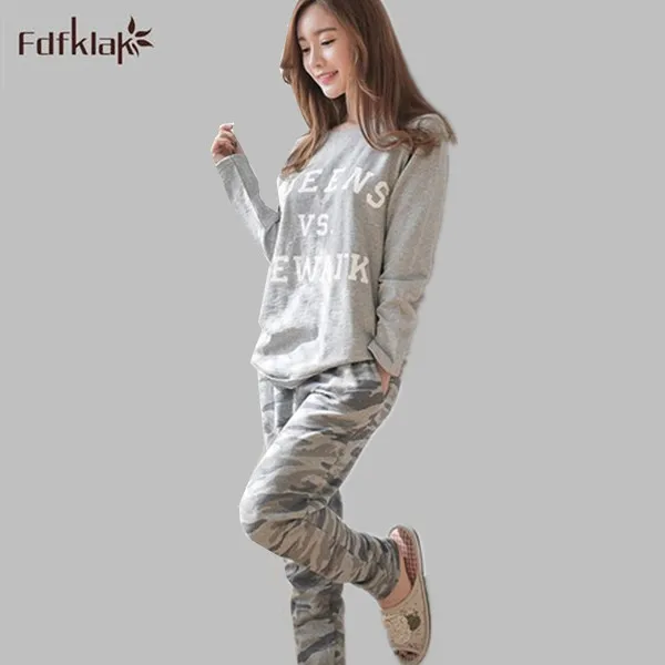 New 2017 Autumn Winter Womens Pajama Sets O Neck Long