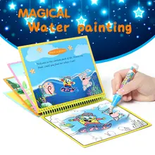 Magical water painting drawing book with pen educational learning colorful cartoon figure drawing picture reusable graffiti