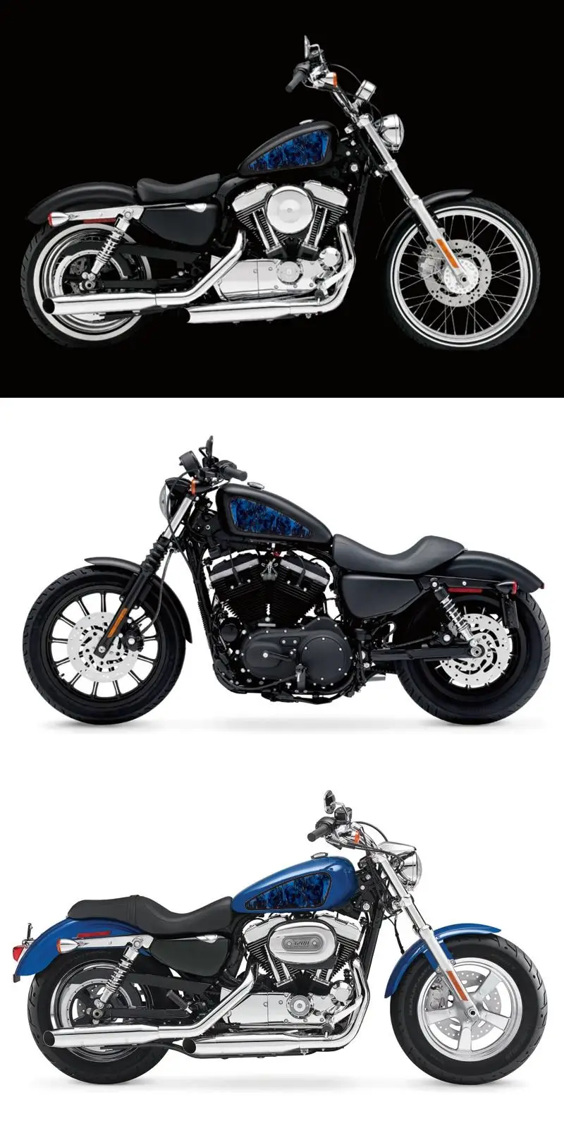 Tangki Bahan Bakar Sepeda Motor Biru Tengkorak Api Decal Decals