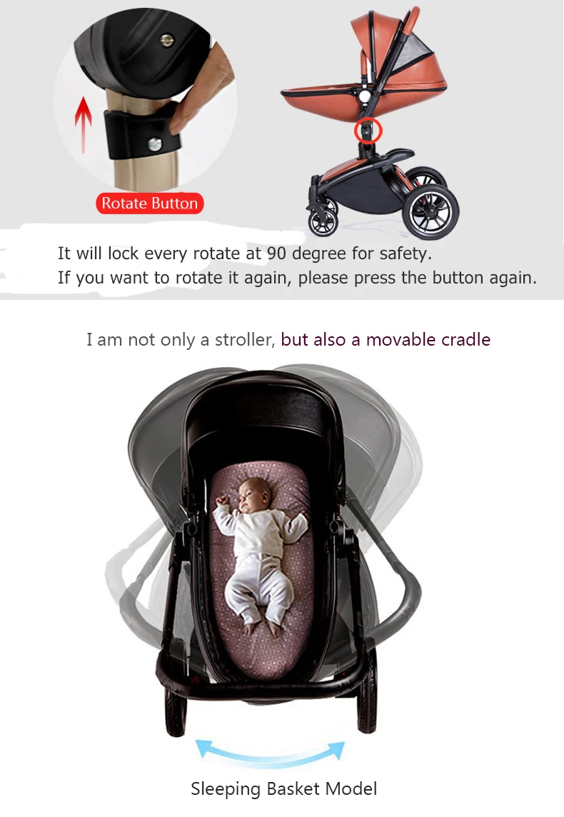 Aulon повторяет Детские коляски, кожаные двухсторонние амортизаторы, детская тележка, тележка, 2 в 1, детские коляски, детская коляска, 0~ 36 месяцев