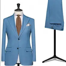 Синий жених Смокинги для женихов 2 шт. индивидуальный заказ человек костюм Slim Fit Мужские Свадебные Пром ужин Костюмы(куртка+ Брюки для девочек) мужской костюм Casamento