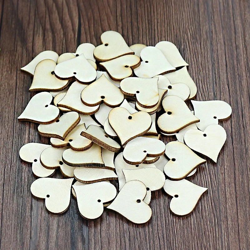 

Natural Wood Plain DIY Wooden Hearts 25-50mm For Handmade Art Card Painted Lovely Shape Party Wall Decoration