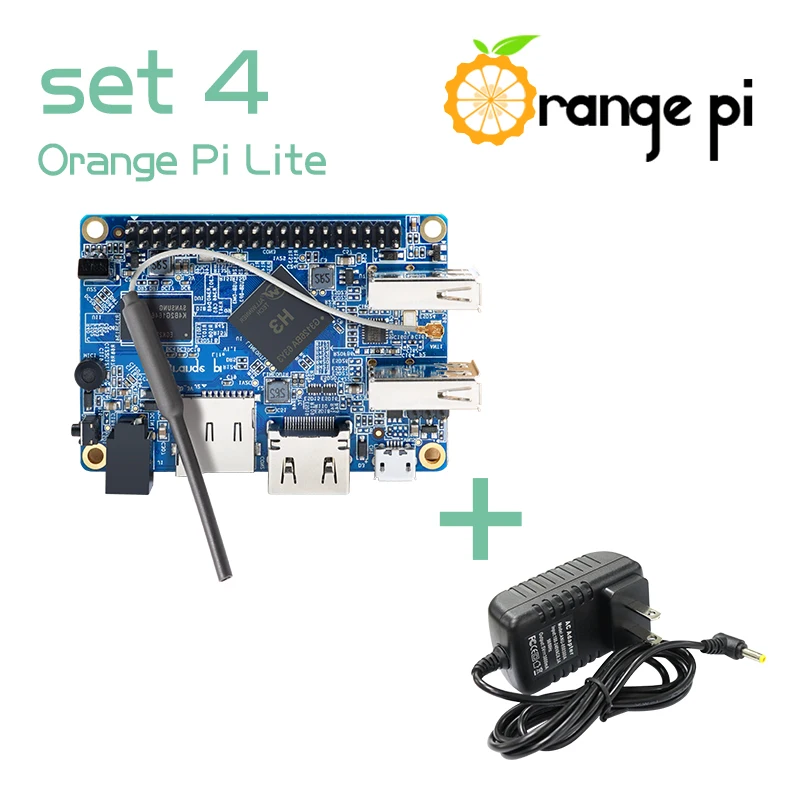 Оранжевый Pi Lite набор 4: OPi Lite 512 Мб и источник питания постоянного тока Поддержка Android, Ubuntu, Debian