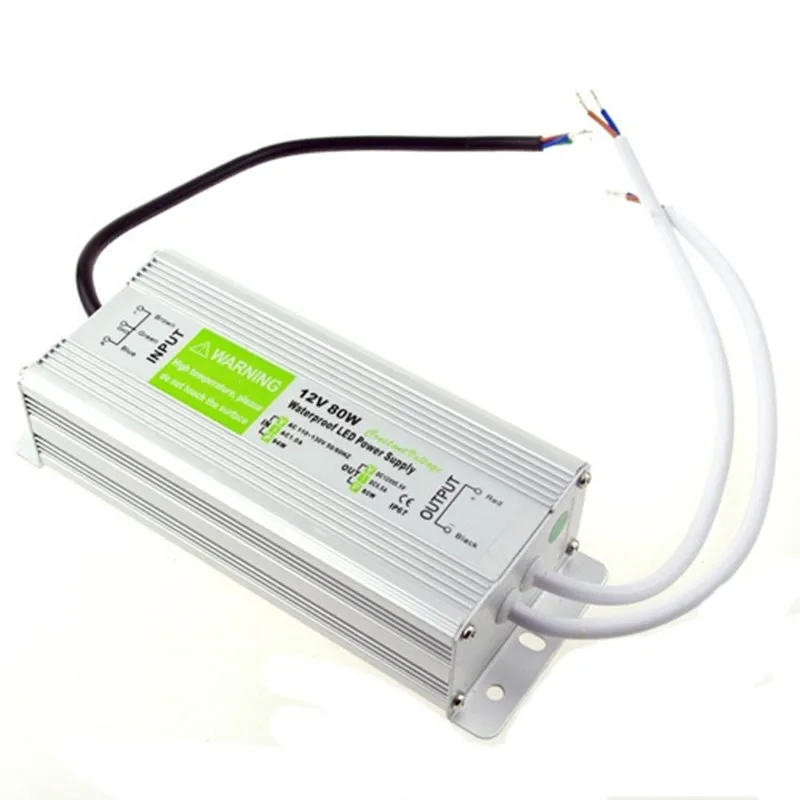 

DC12V 80W IP67 Waterproof Electronic Aluminum alloy LED Driver Transformer Power Supply For LED Light Strip Free shipping