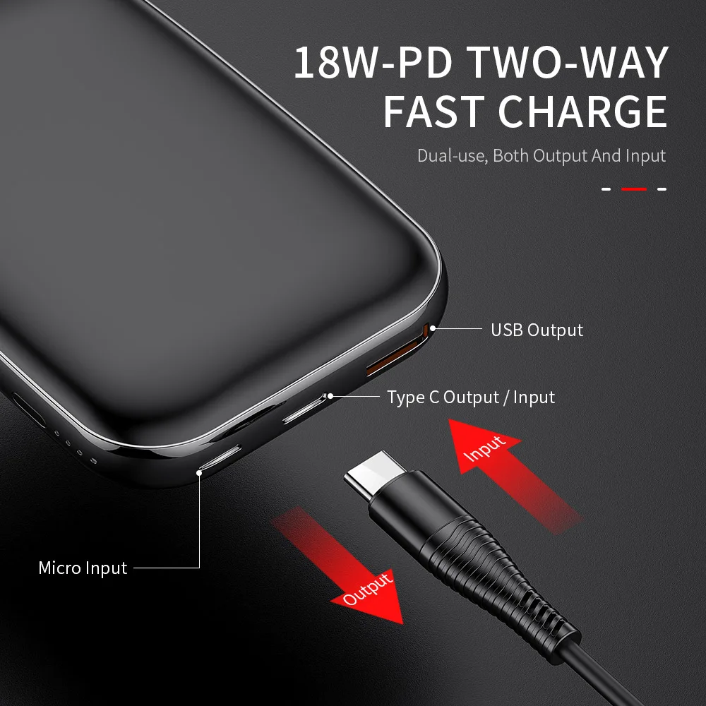  ROCK Typ C PD QC 30 Power Bank 10000mah Mini Externe Batterie USB PD Schnell Aufladen Power Für iph