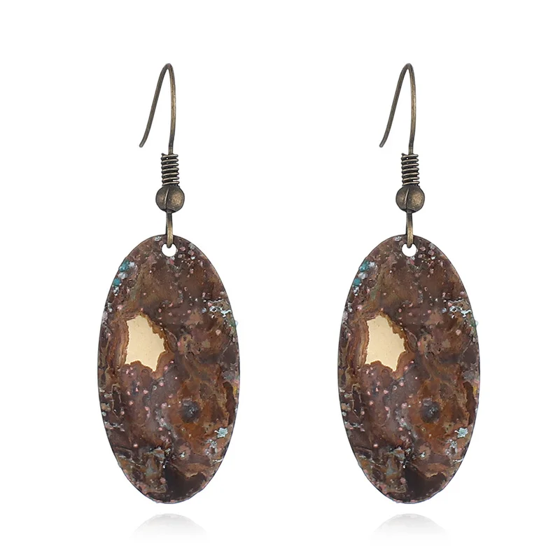 

2019 Patina Bronze Copper Earrings Retro Long Pendant Bohemia Women Vintage Jewelry Dangle Earrings Brincos