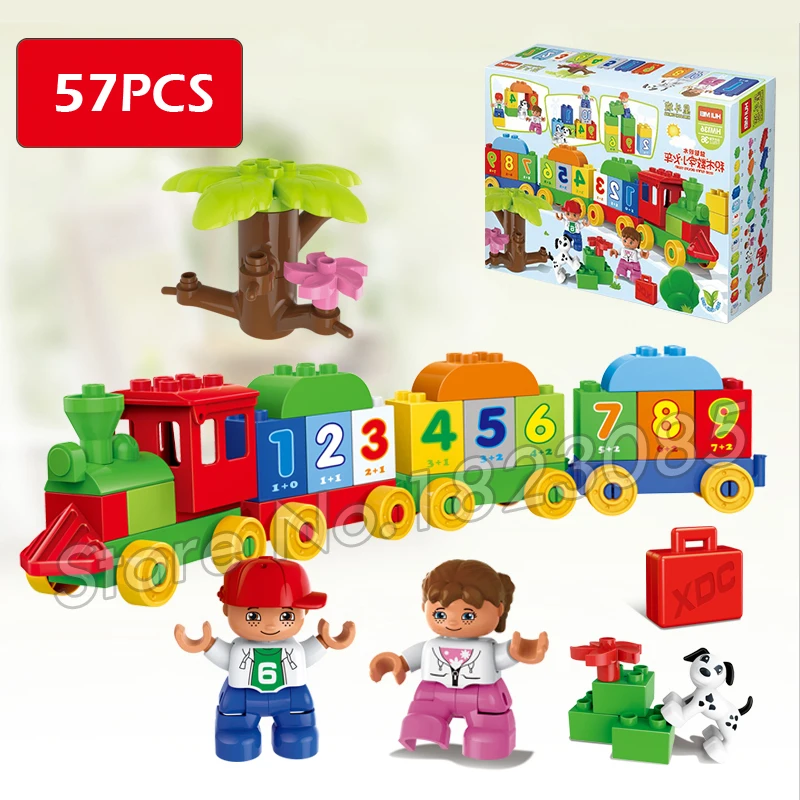 57pcs My First Number Train Model Building Blocks Action Learning Bricks Baby Toys Compatible With Lego Duplo baby-building-blocks