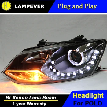 

Lampever Styling for 2009-2015 VW Polo Headlights New Polo LED Headlight Cruiser drl Lens Double Beam H7 HID Xenon