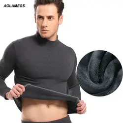 Aolamegs Для мужчин термобелье Высокий воротник хлопок толстые теплые зимние Для мужчин одежда подштанники костюм Лидер продаж комплекты