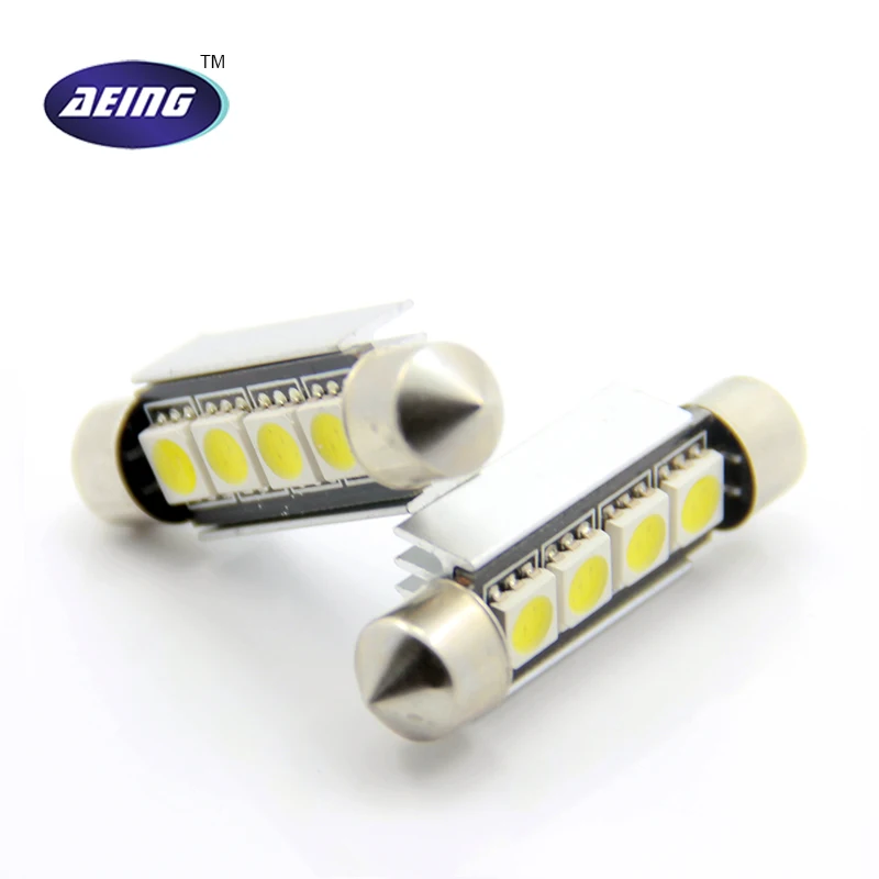 2 x White Car Interior Dome Festoon 5050 SMD 6 LED Number plate Light Bulb 42mm