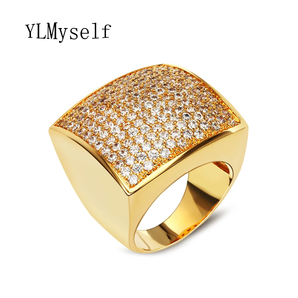 Buy Gold color Big square ring high quality Classic