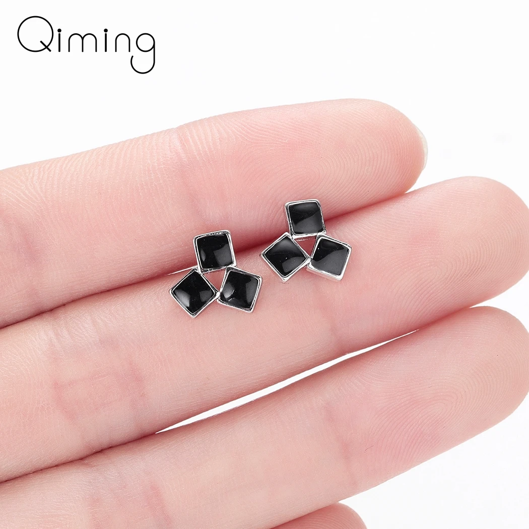 Квадратные черные панк бохо серьги для мужчин и женщин мужские корейские акриловые металлические шпильки геометрической формы серьги ювелирные изделия подарок