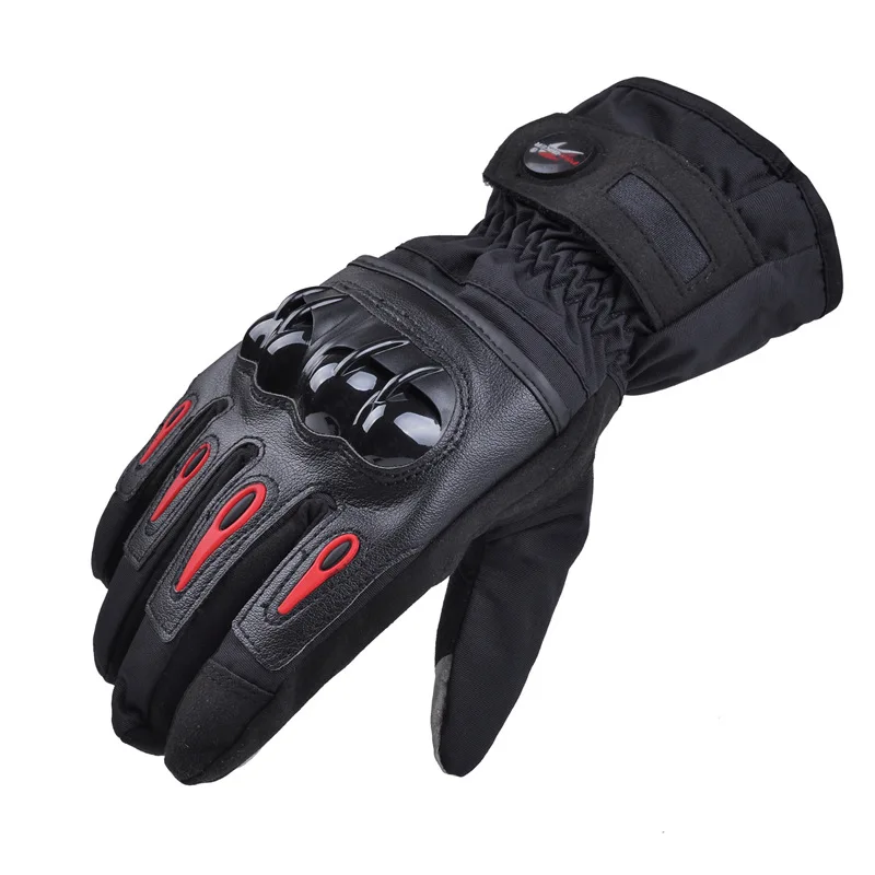 Мужские Зимние Перчатки для мотоциклистов с сенсорным экраном, водонепроницаемые перчатки для женщин и мальчиков, женские защитные перчатки для велоспорта - Цвет: Черный