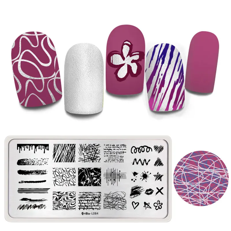 

Harunouta Nail Stamping Graffiti Line Cartoon Flower Image Pattern One Stamp for Manicure Stencils Nail Art Design Nails Tool